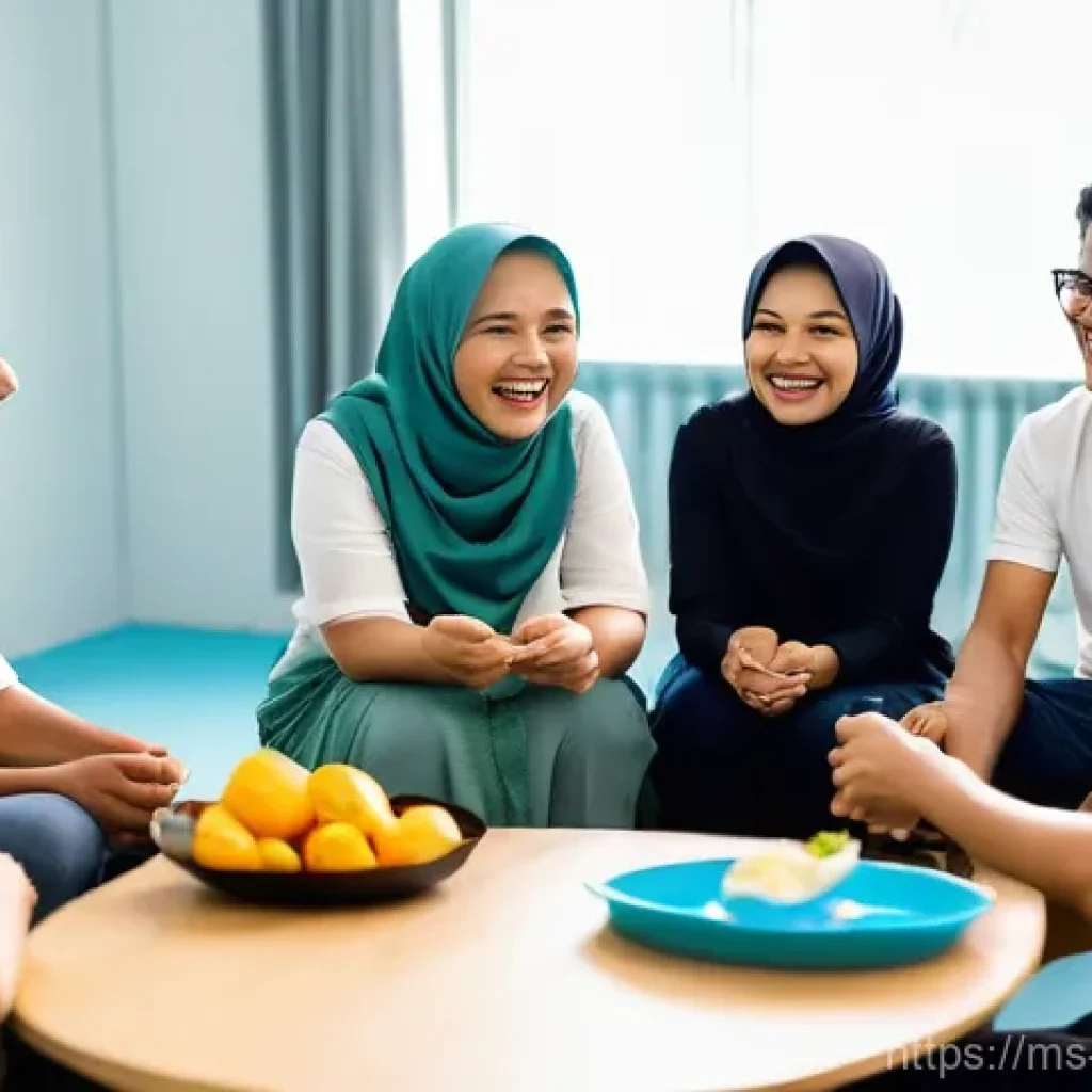 의식적 식사법을 위한 커뮤니티 활동 - **Community Support and Shared Motivation for Healthy Eating:**
"A diverse group of cheerful Mal...