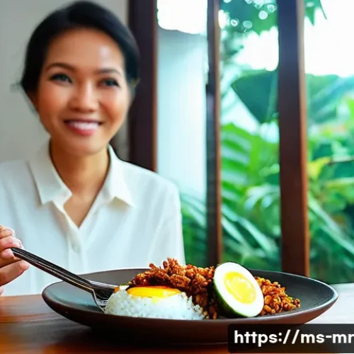 의식적 식사법을 통한 식생활 혁신 - **Prompt 1: Mindful Enjoyment of Nasi Lemak**
    A serene, medium close-up shot of a diverse Malays...