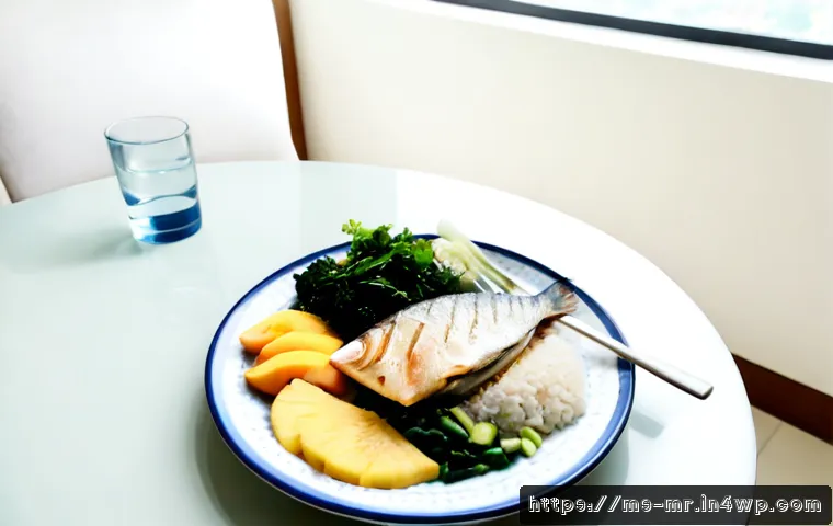 의식적 식사법을 위한 환경 조성하기 - Photorealistic mindful eating setup in a bright Malaysian apartment dining area, a single balanced m...